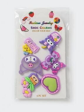Purple Kawaii Shoe Charms – 6 Piece Set (Fashion Jewelry)